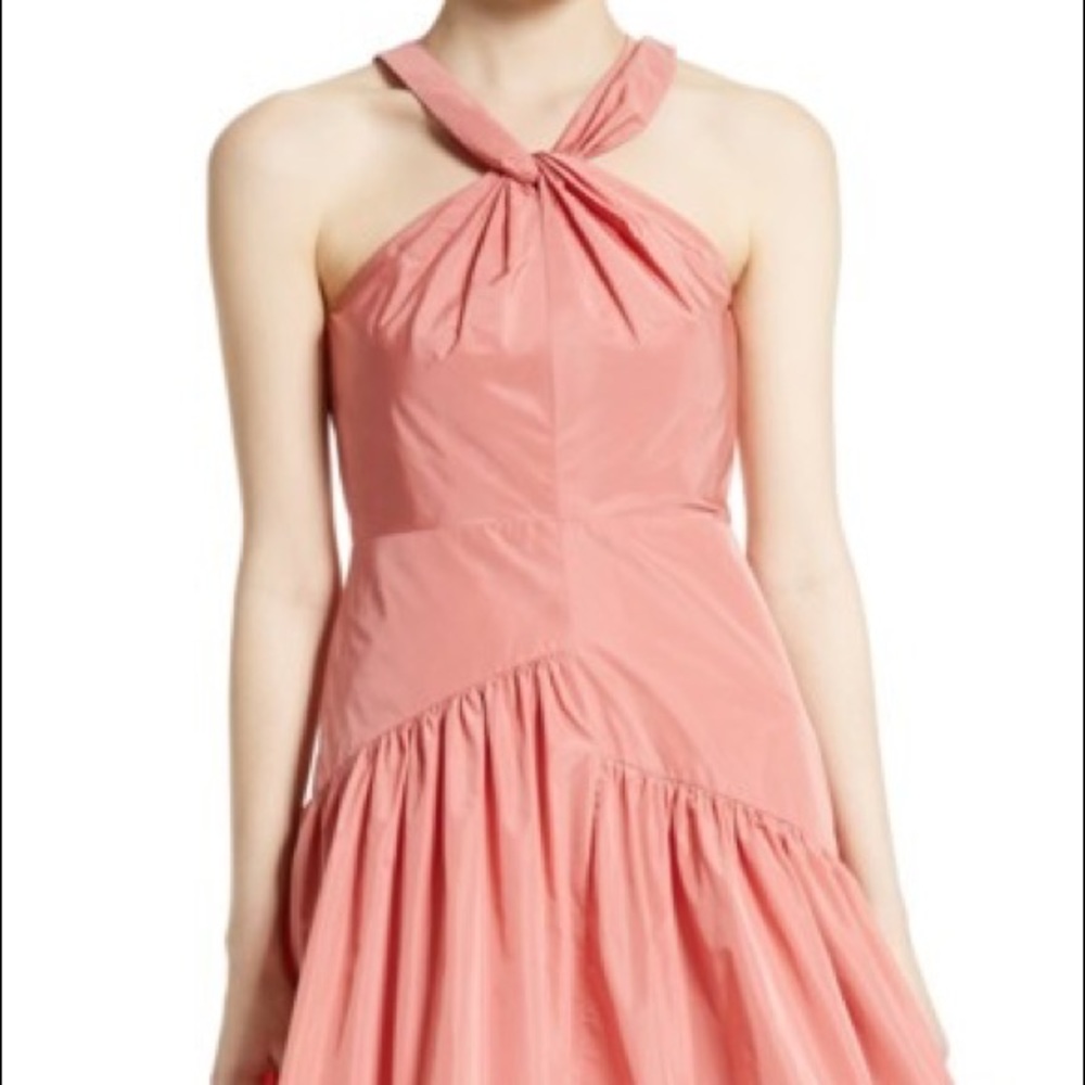 Rebecca Taylor Knot Neck Taffeta Dress coral color